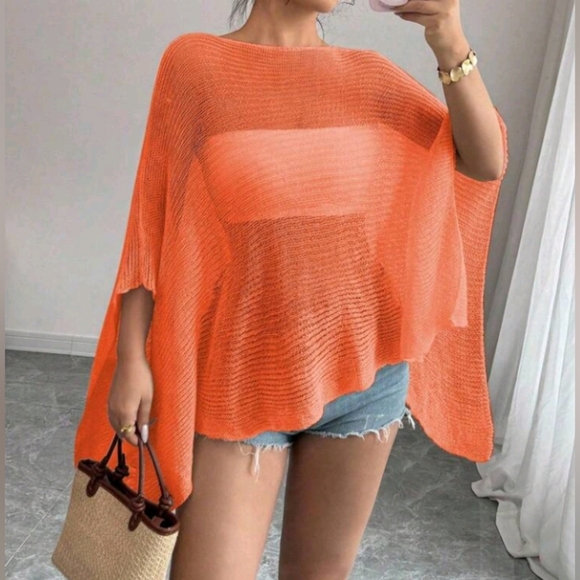 Stylish Poncho Shawl Shrug Cardigan For Women, Loose Lightweight Knit Top, Sprin - Picture 2 of 6